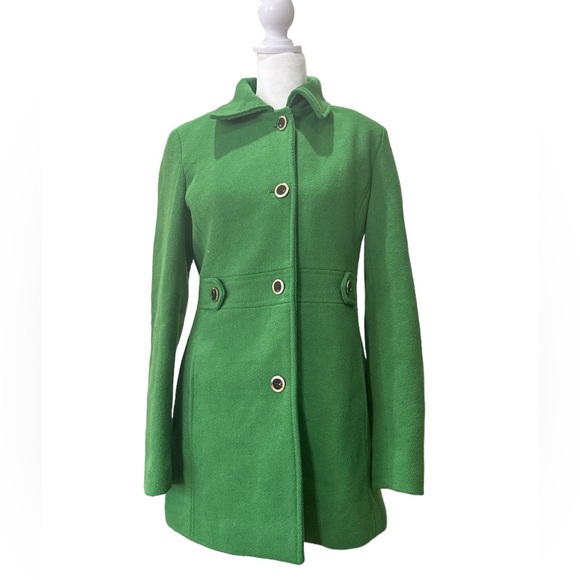 Calvin Klein Logo Kelly Green Long button Coat empire Waist New without Tag - Picture 2 of 8